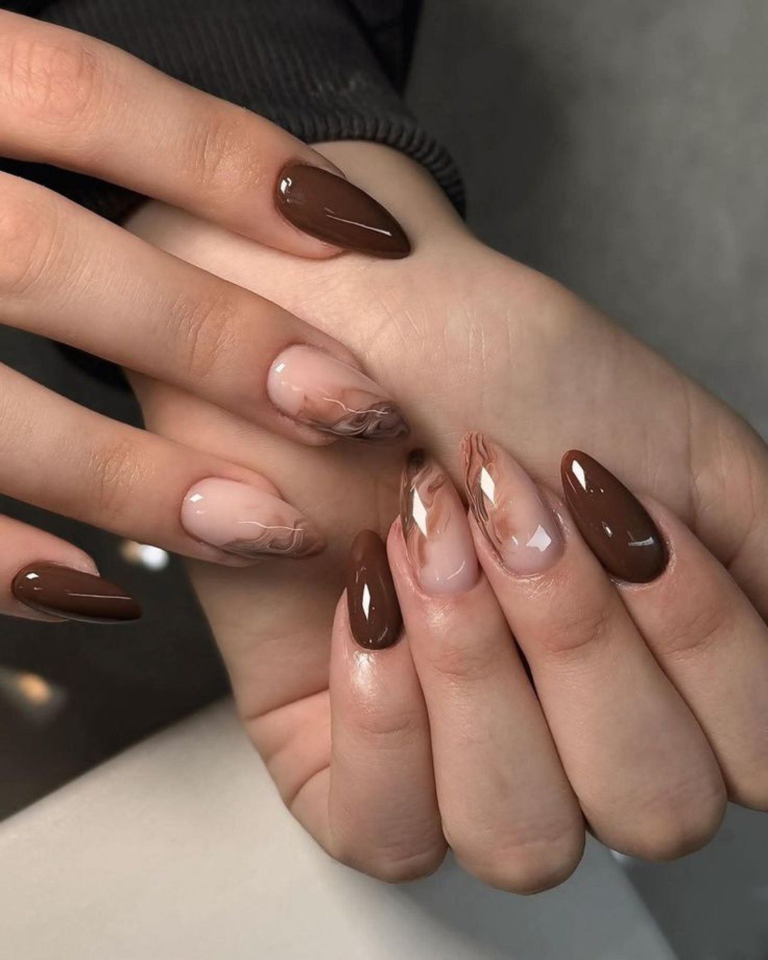 Chocolate Swirl Milk Bath Almond Nails