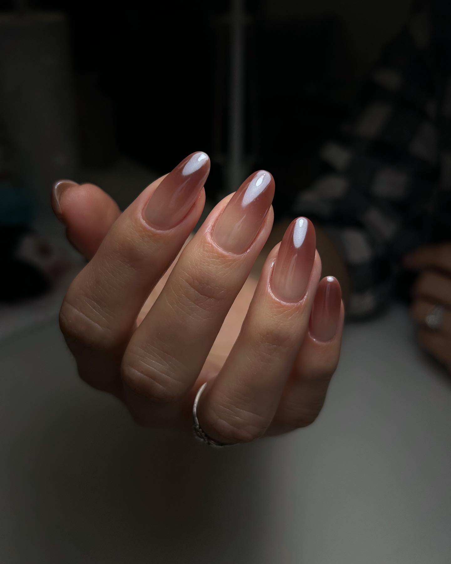 Glossy Ombre French Tips with White Accent