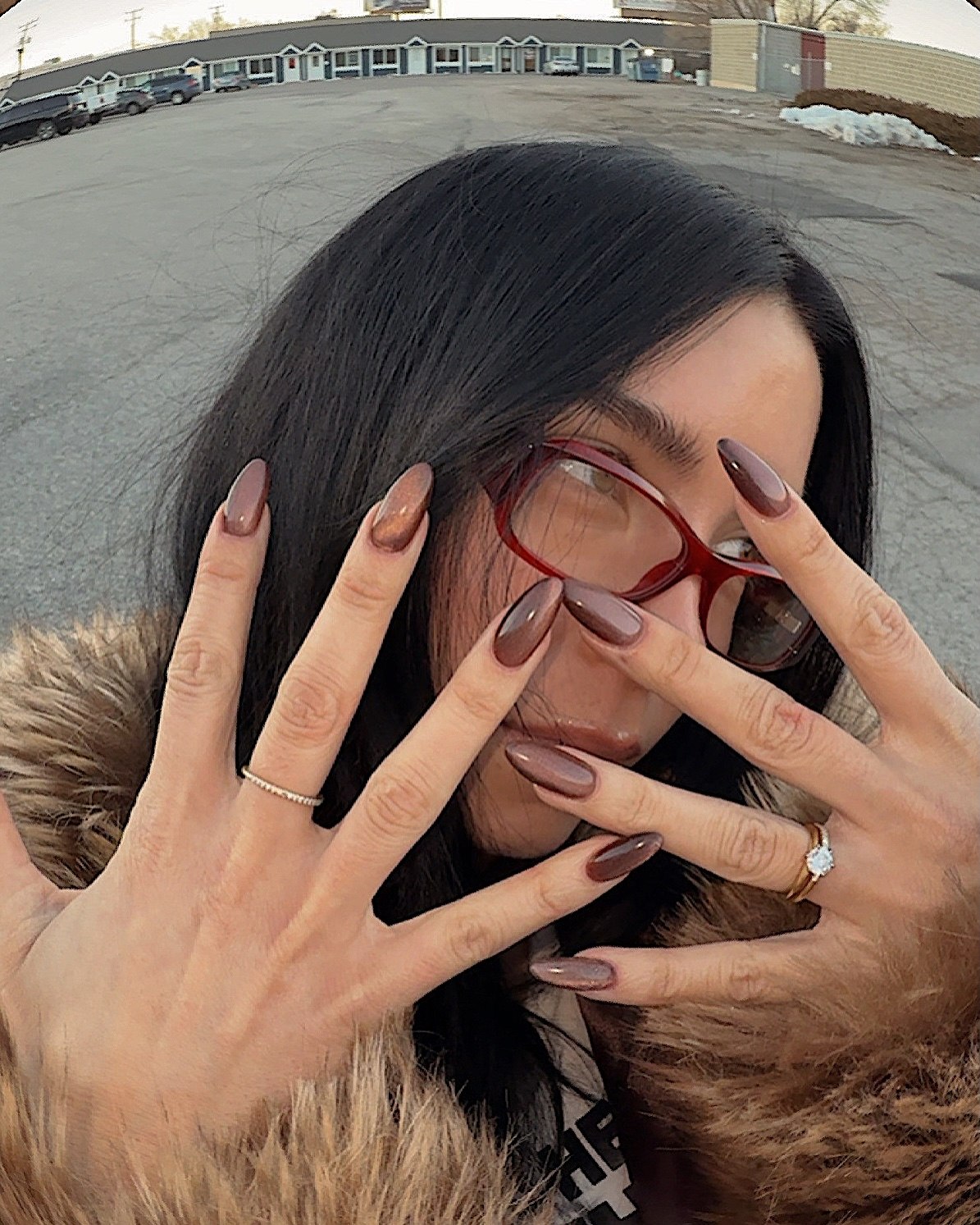 Warm Espresso Ombre Almond Nails