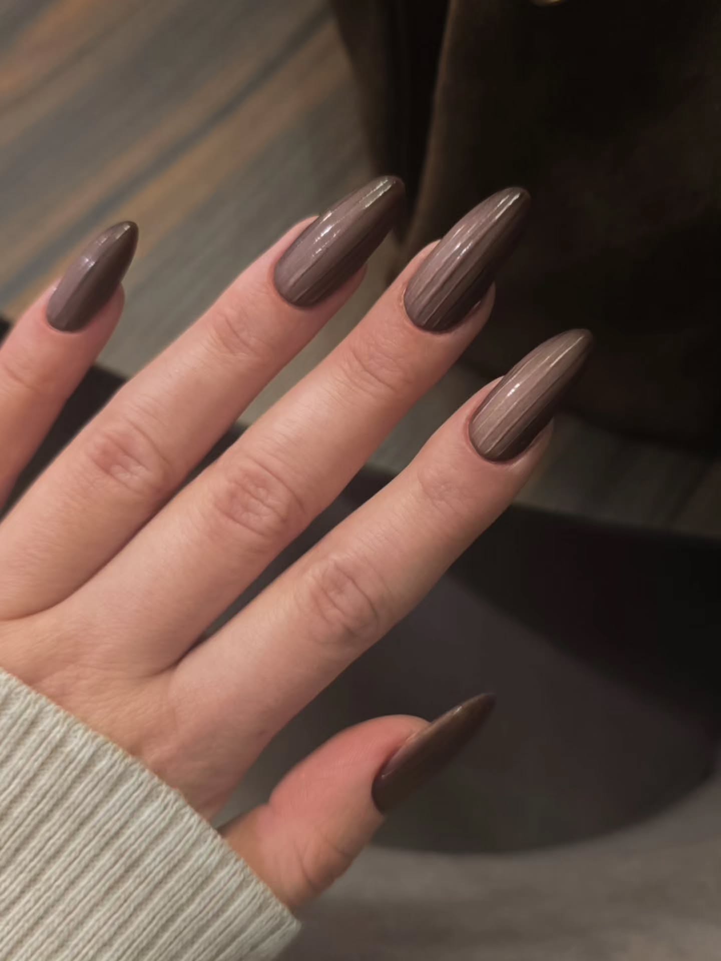 Ribbed Milk Chocolate Almond Nails