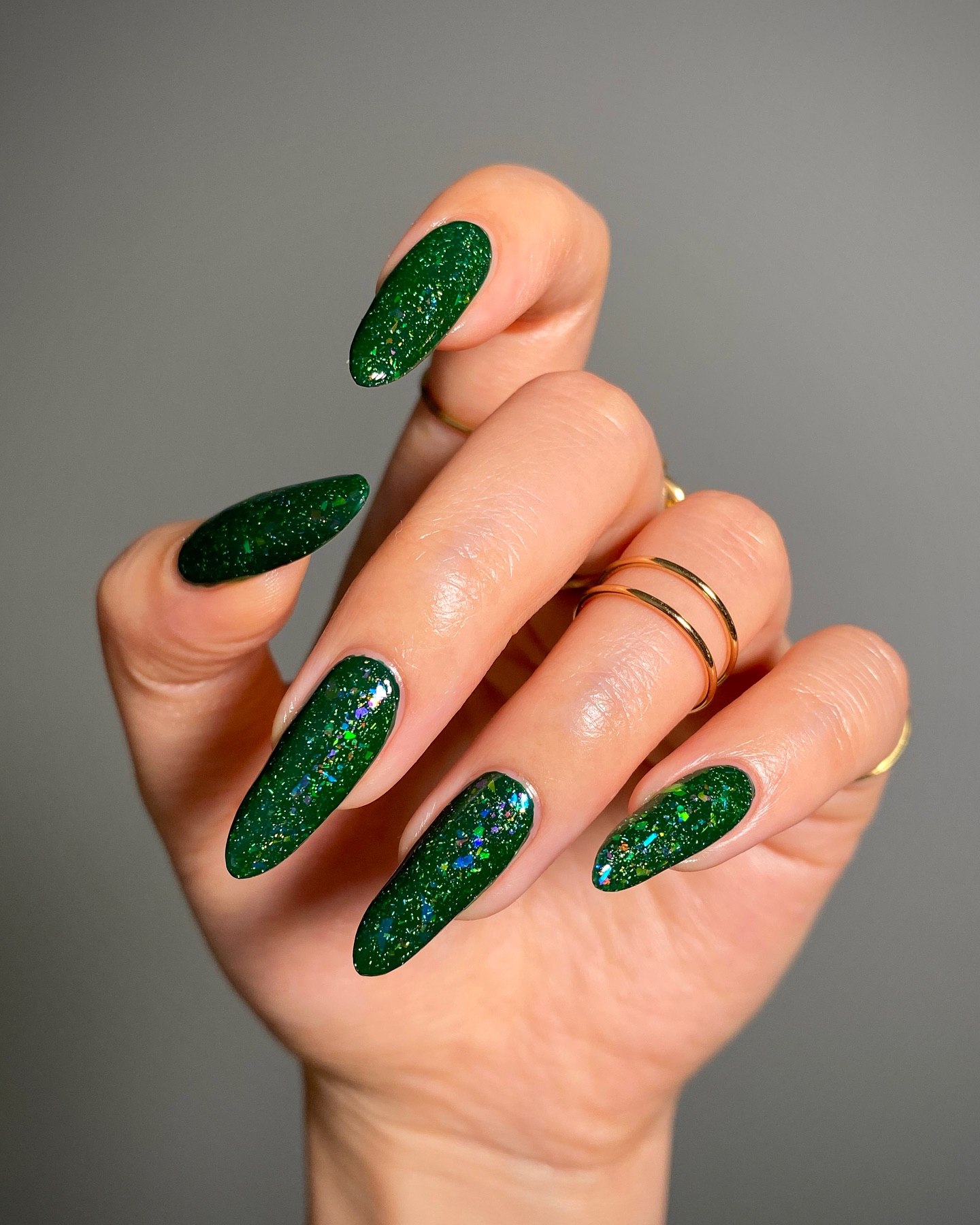 Emerald Glitter Sparkle Coffin Nails