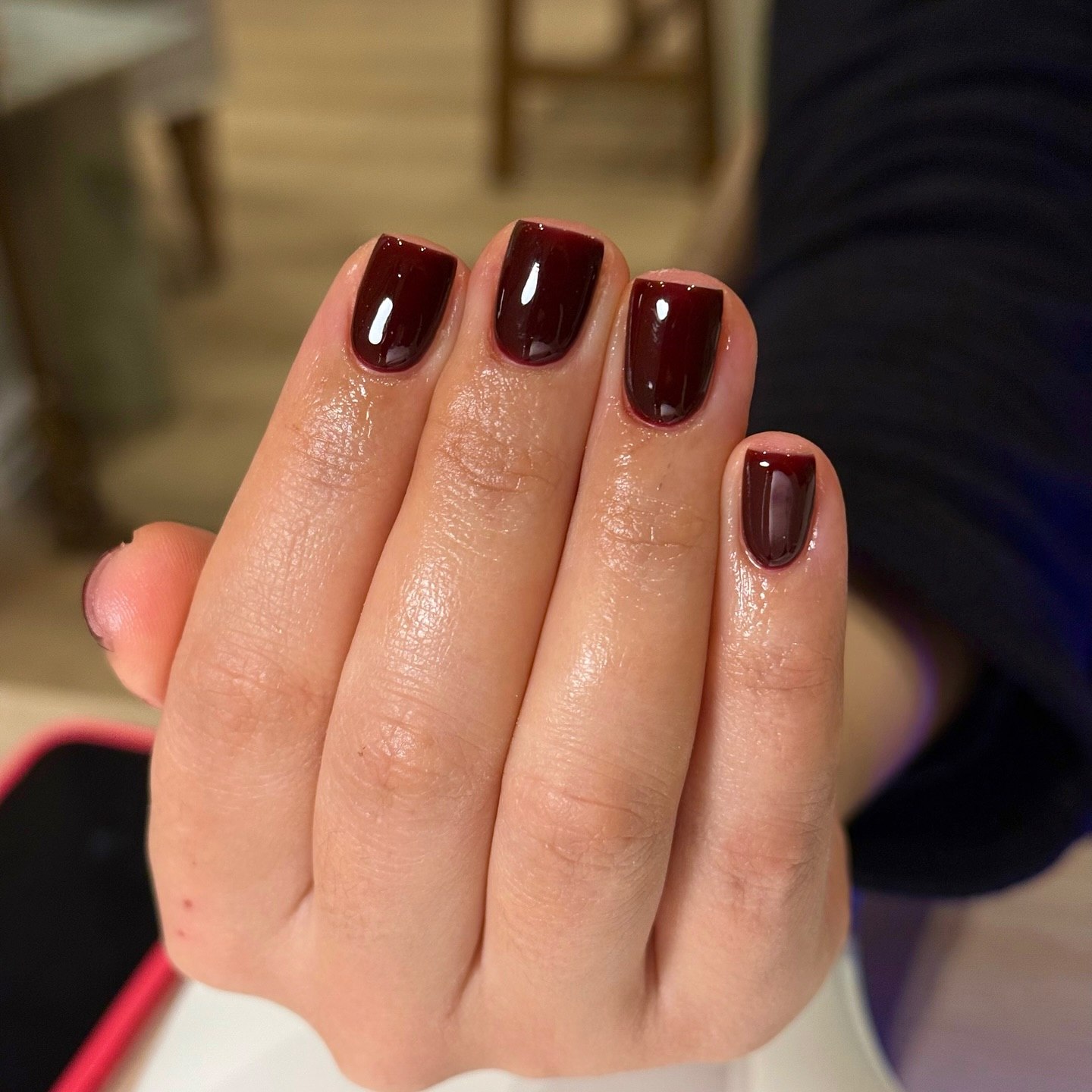 Deep Cherry Red High Gloss Nails