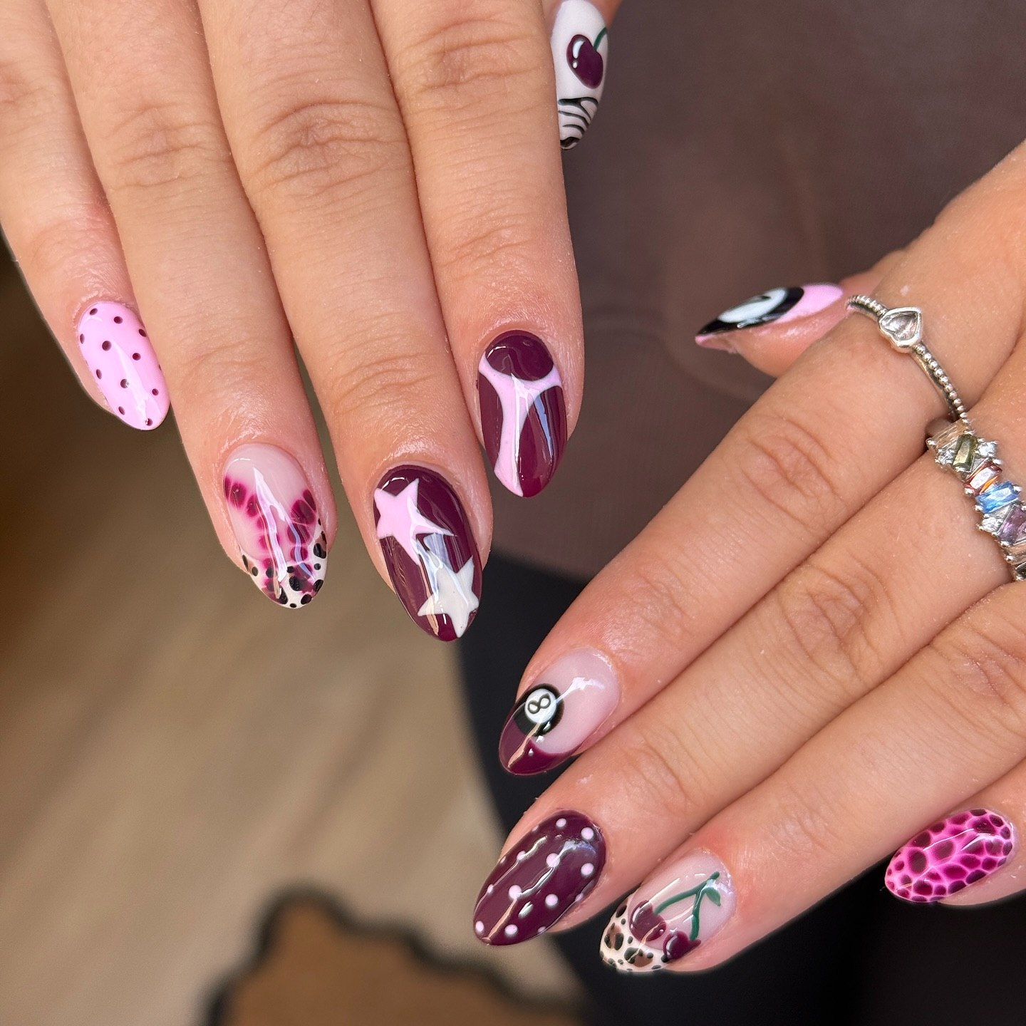 Playful Mixed Media Fall Oval Nails