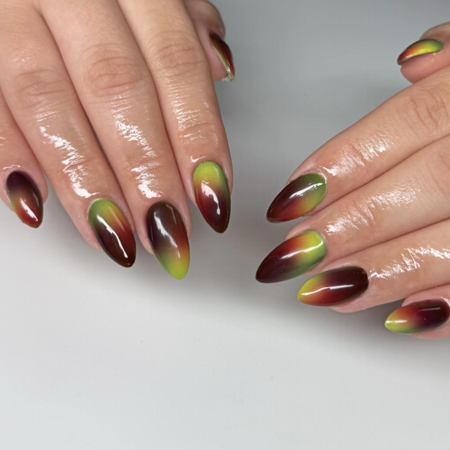 Fall Harvest Ombre Almond Nails