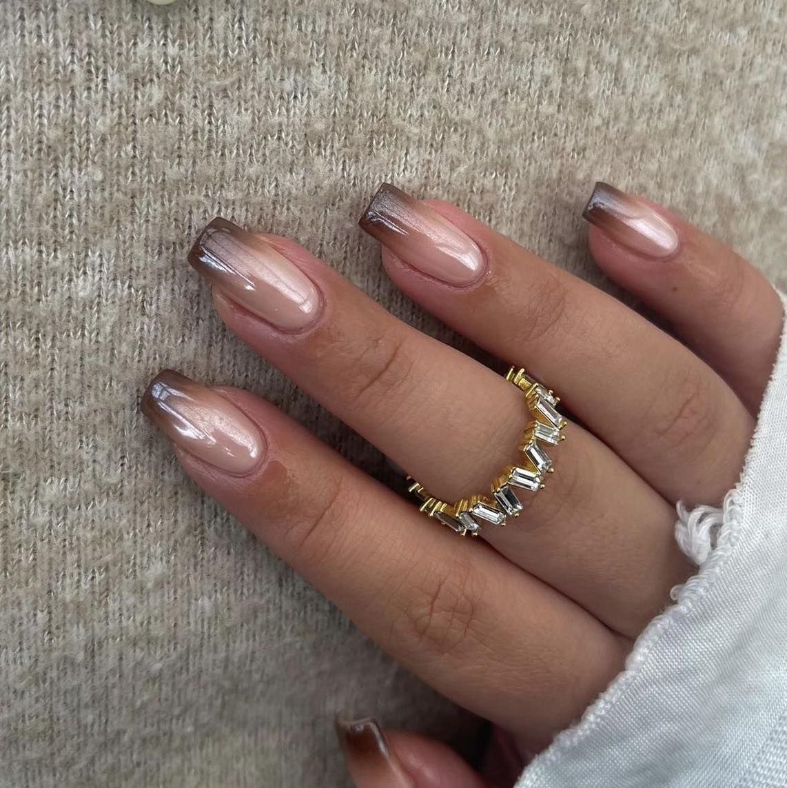 Chocolate Ombre French Tip Nails