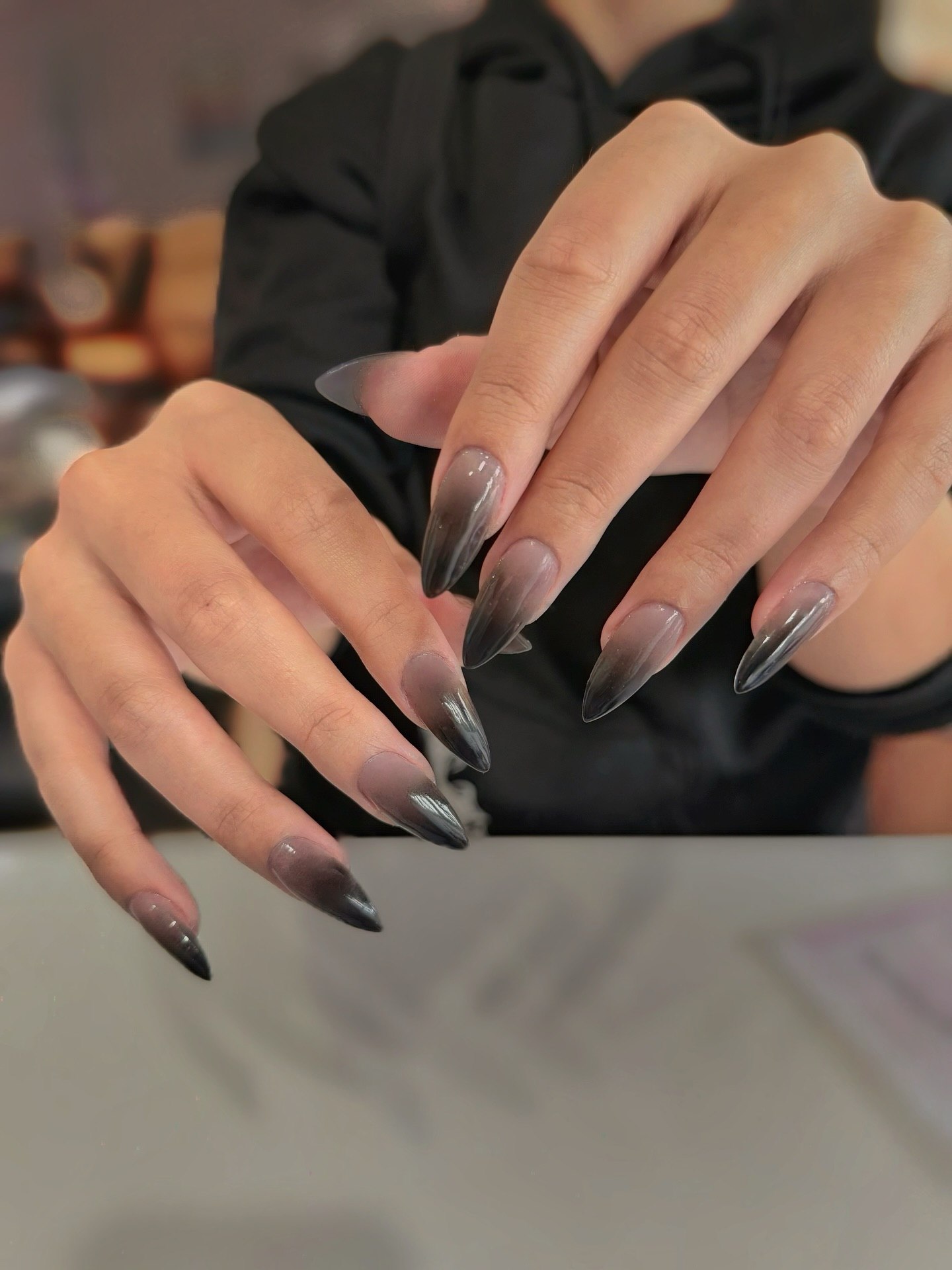 Smoky Ombre Stiletto Gel Nails