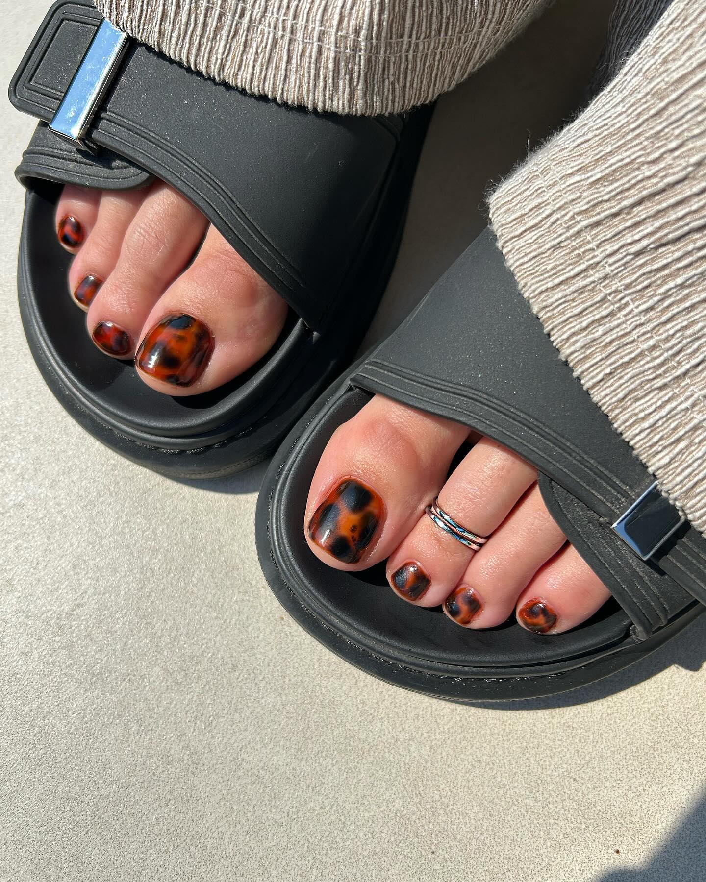 Classic Tortoiseshell Pedicure French Tips