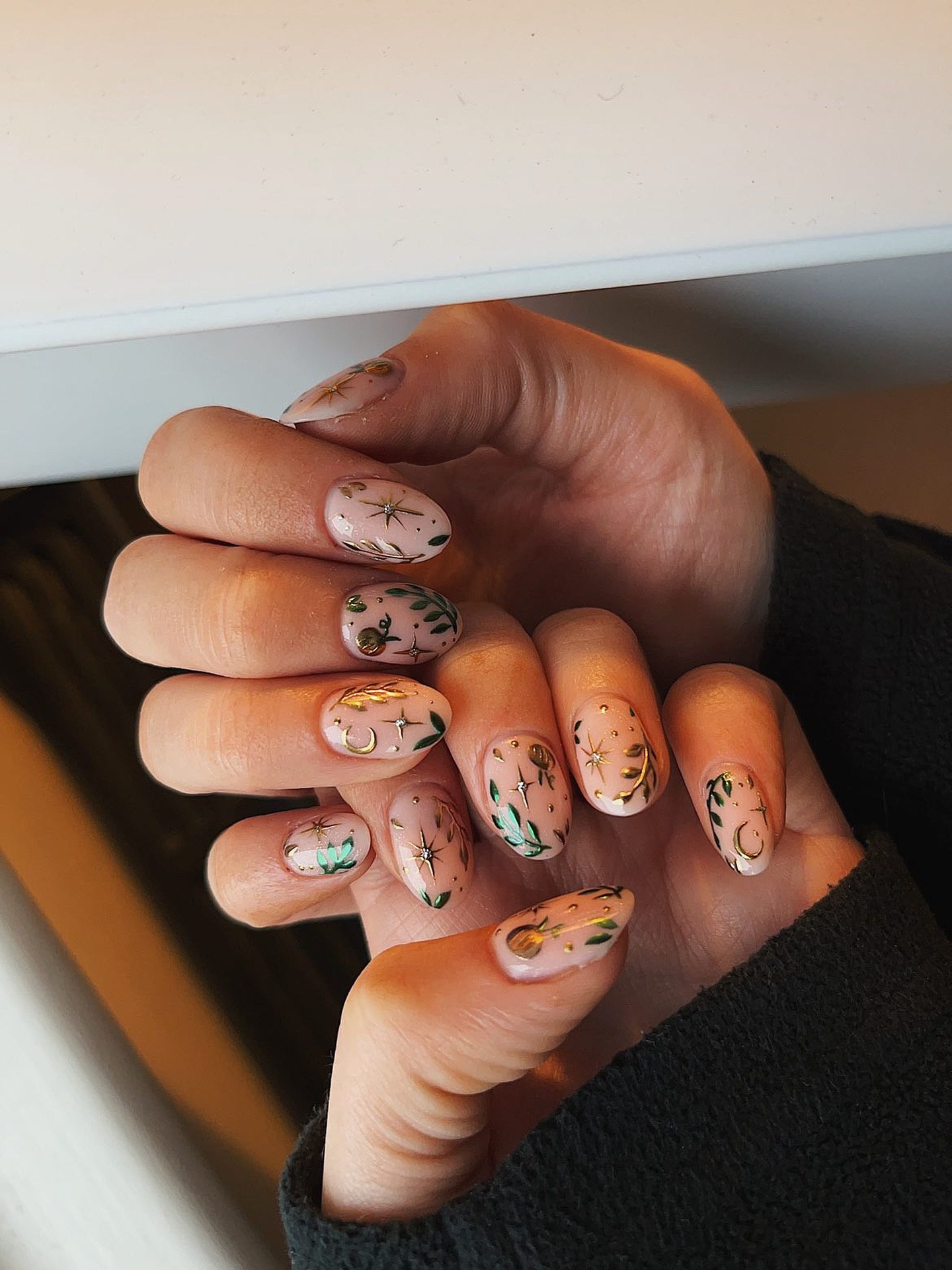 Celestial Botanical Garden Almond Nails