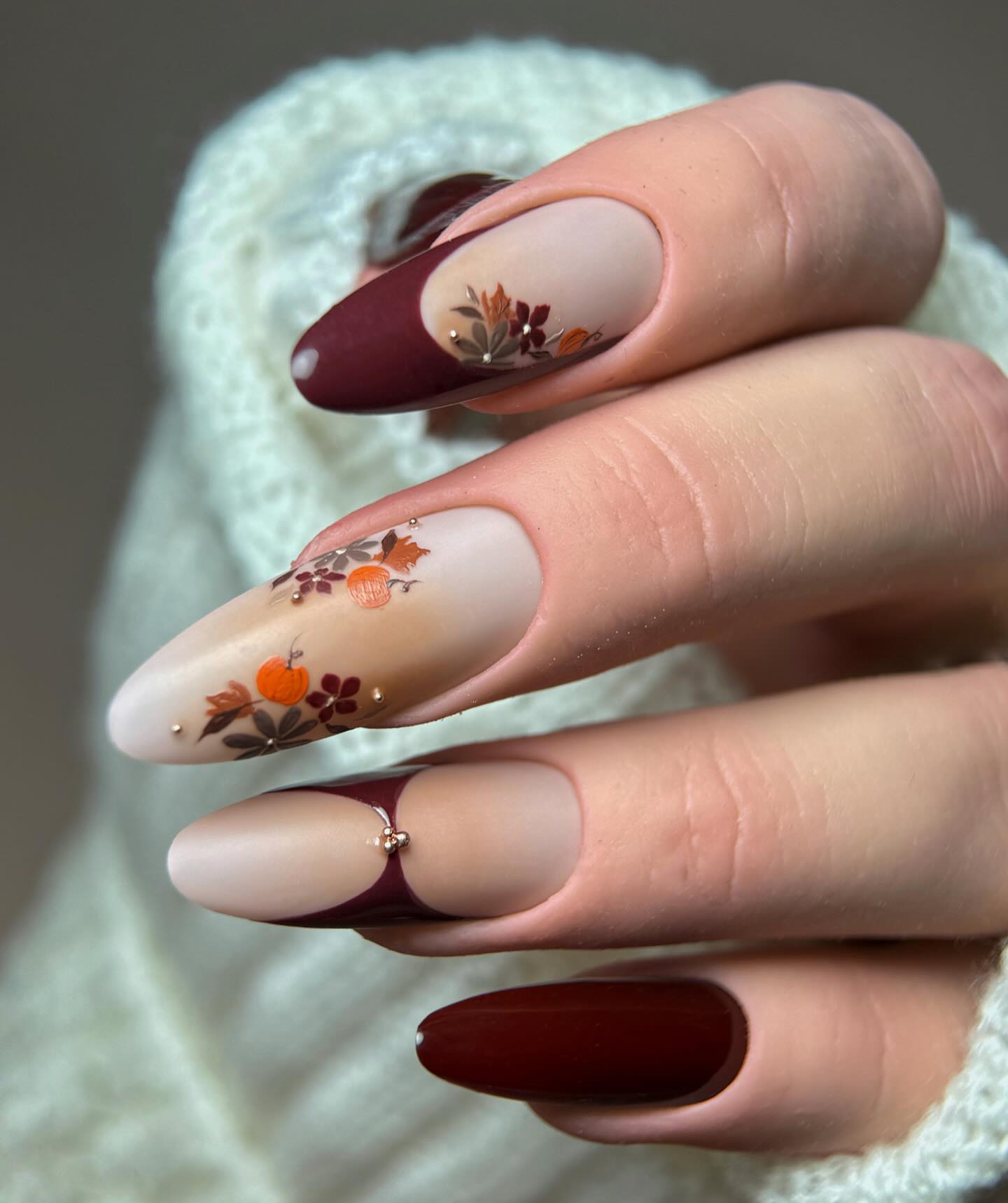 Autumn Pumpkin Patch Matte French Tips