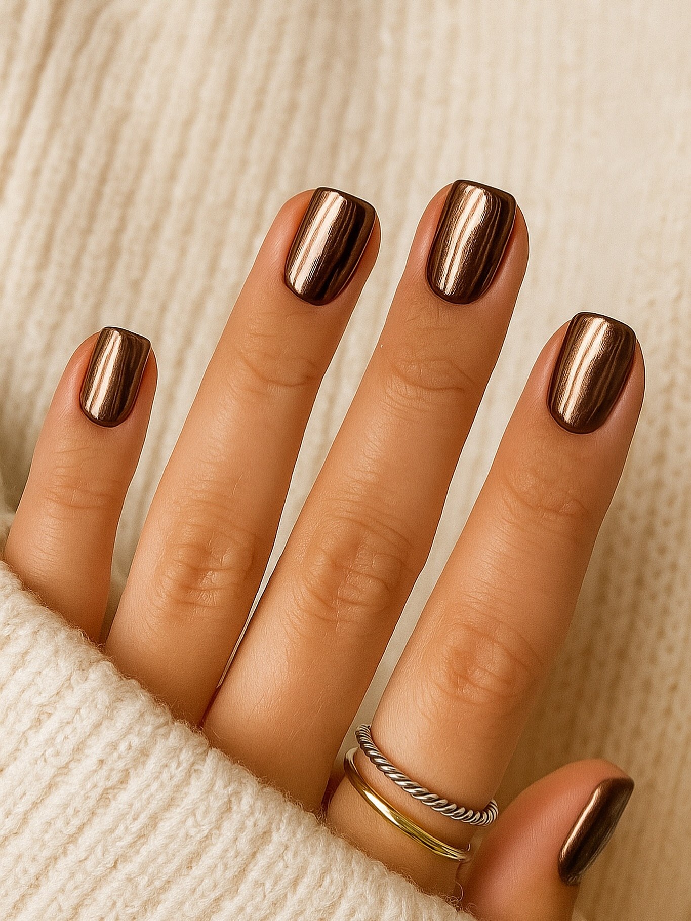 Molten Chocolate Chrome Oval Nails