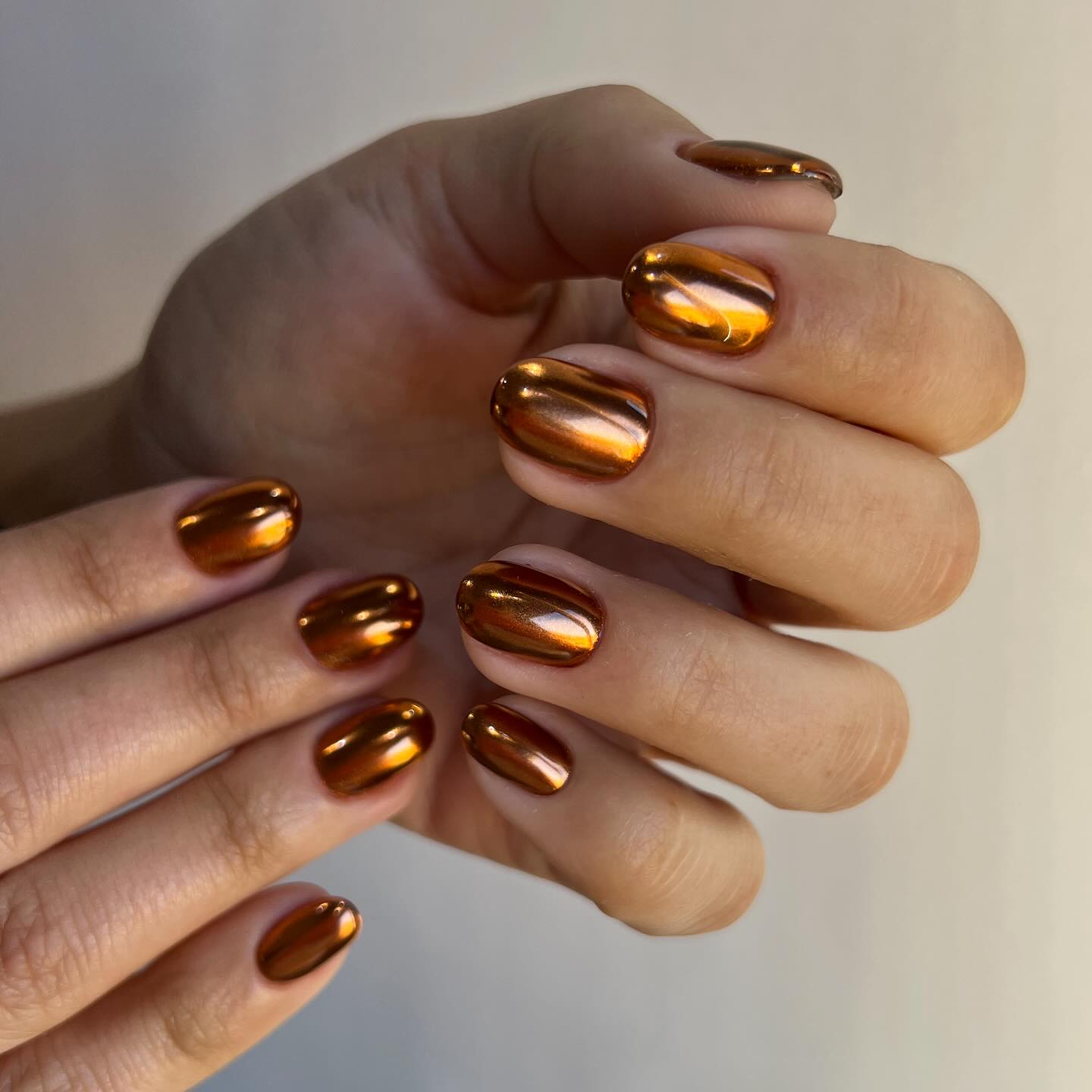 Molten Bronze Chrome Oval Nails