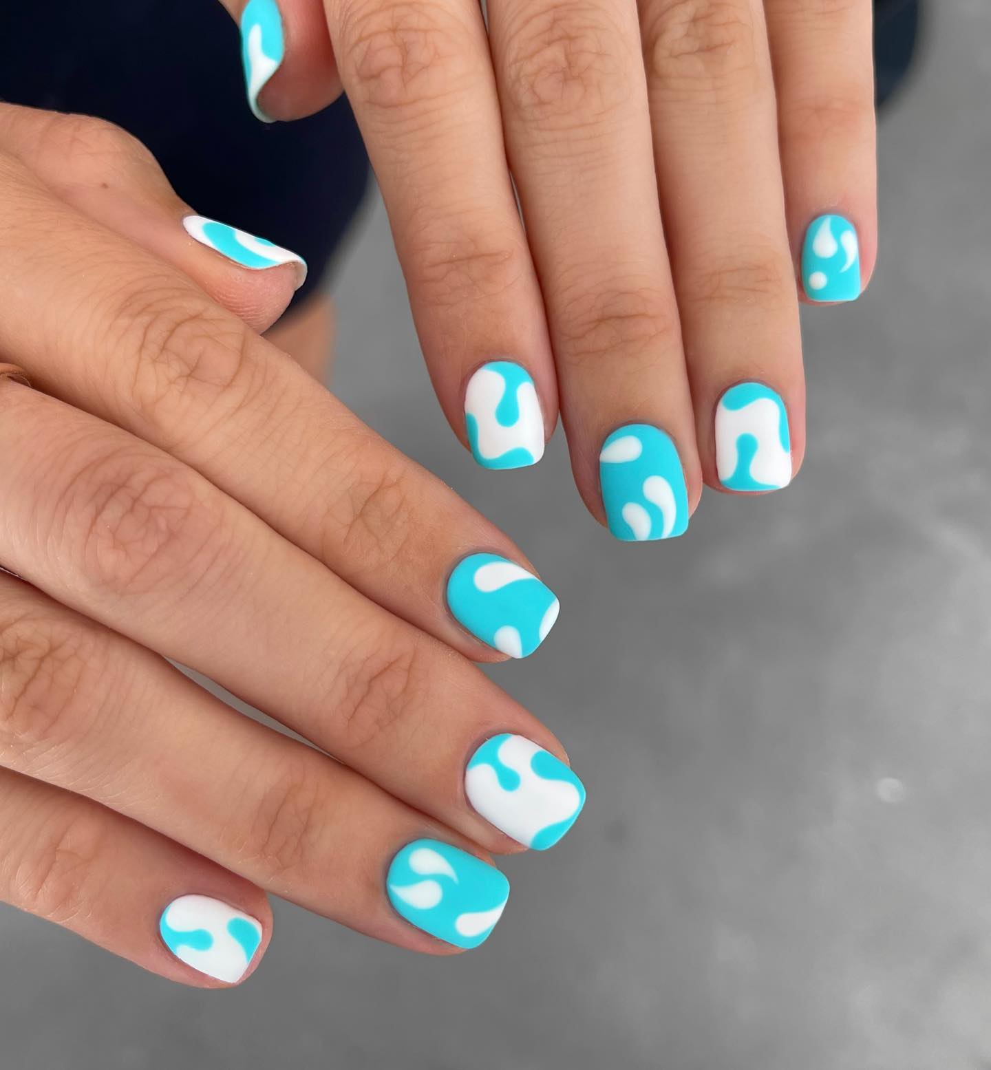Matte Blue and White Abstract Swirls