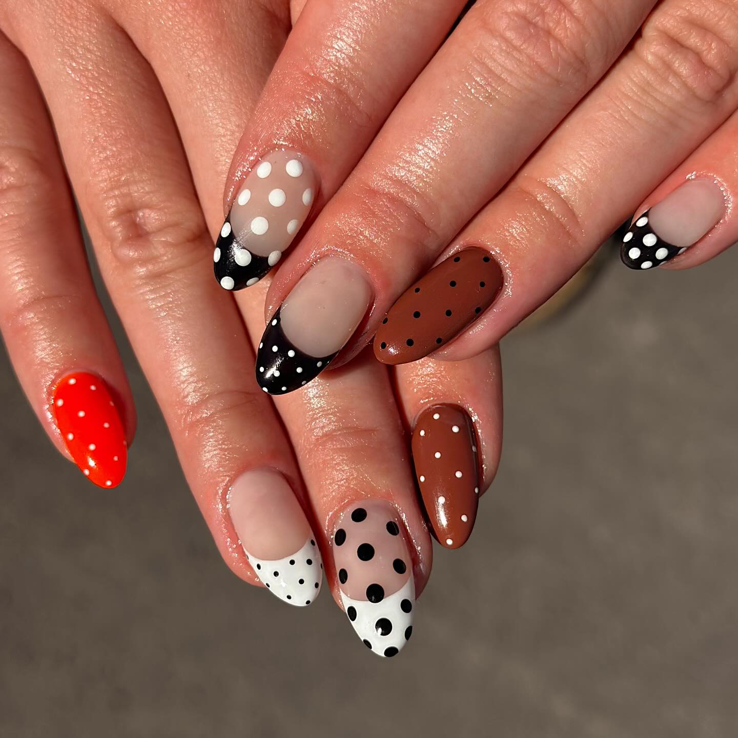 Playful Polka Dot French Tips & Solid Accents