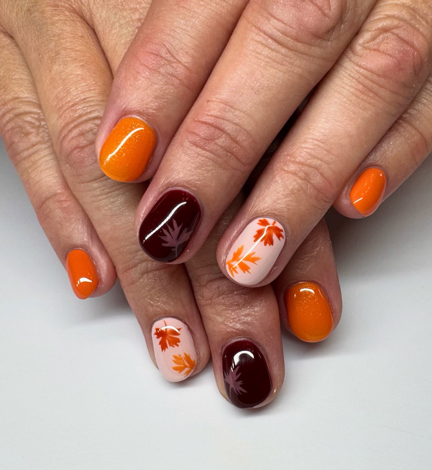 Autumn Leaf Gradient Fall Nail Art