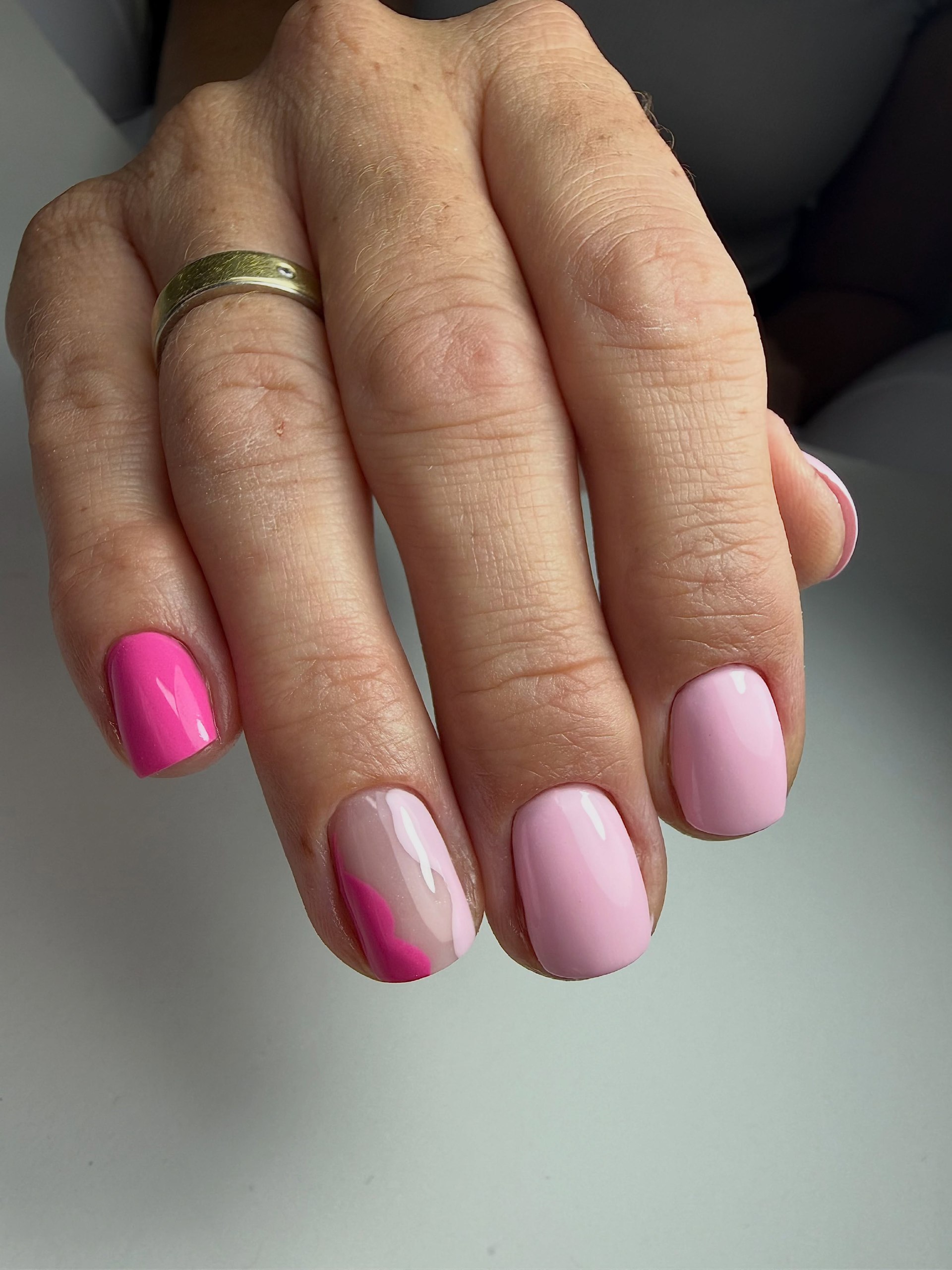 Playful Pink Abstract Swirl French Tips