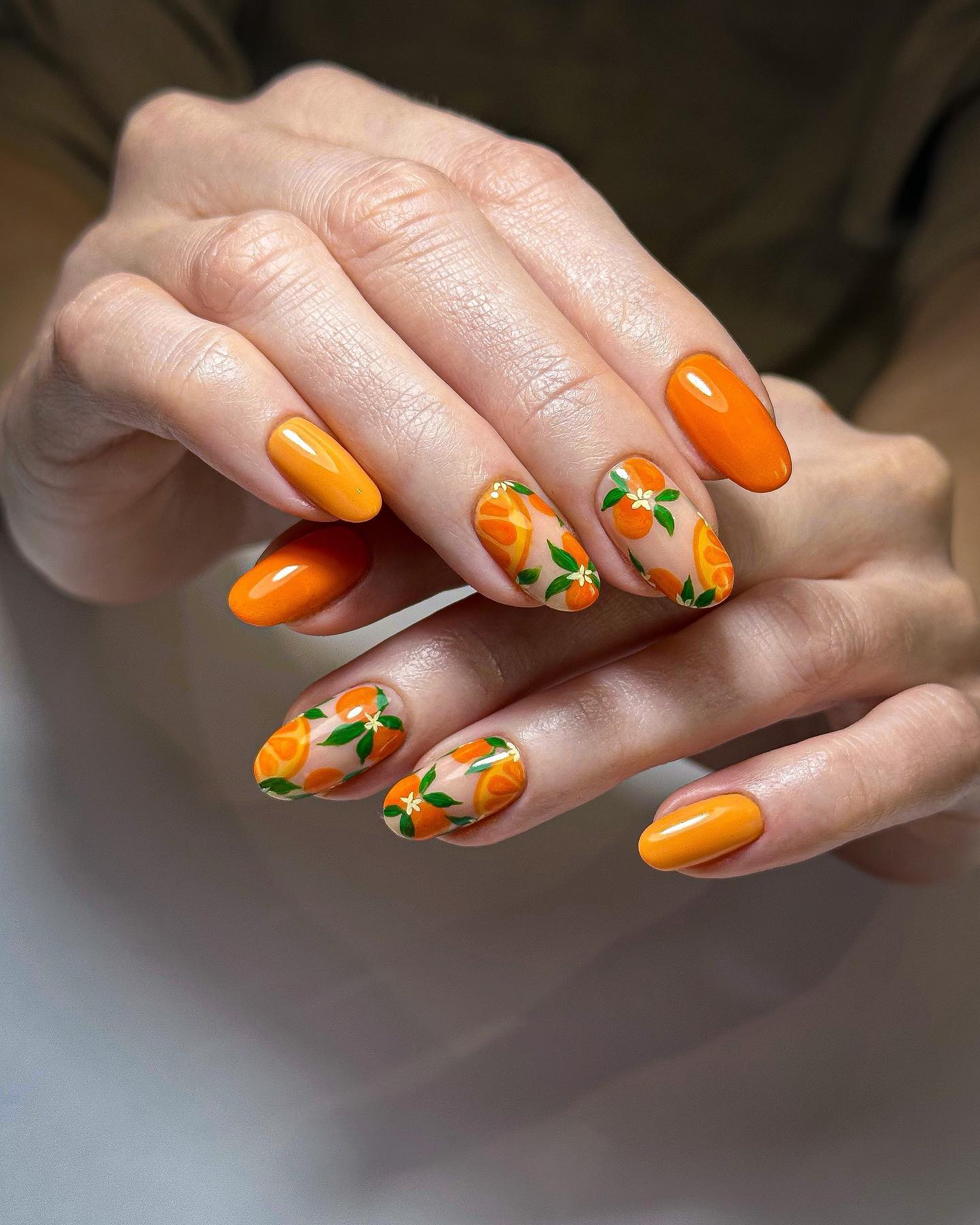 Juicy Orange Slice Oval Nails