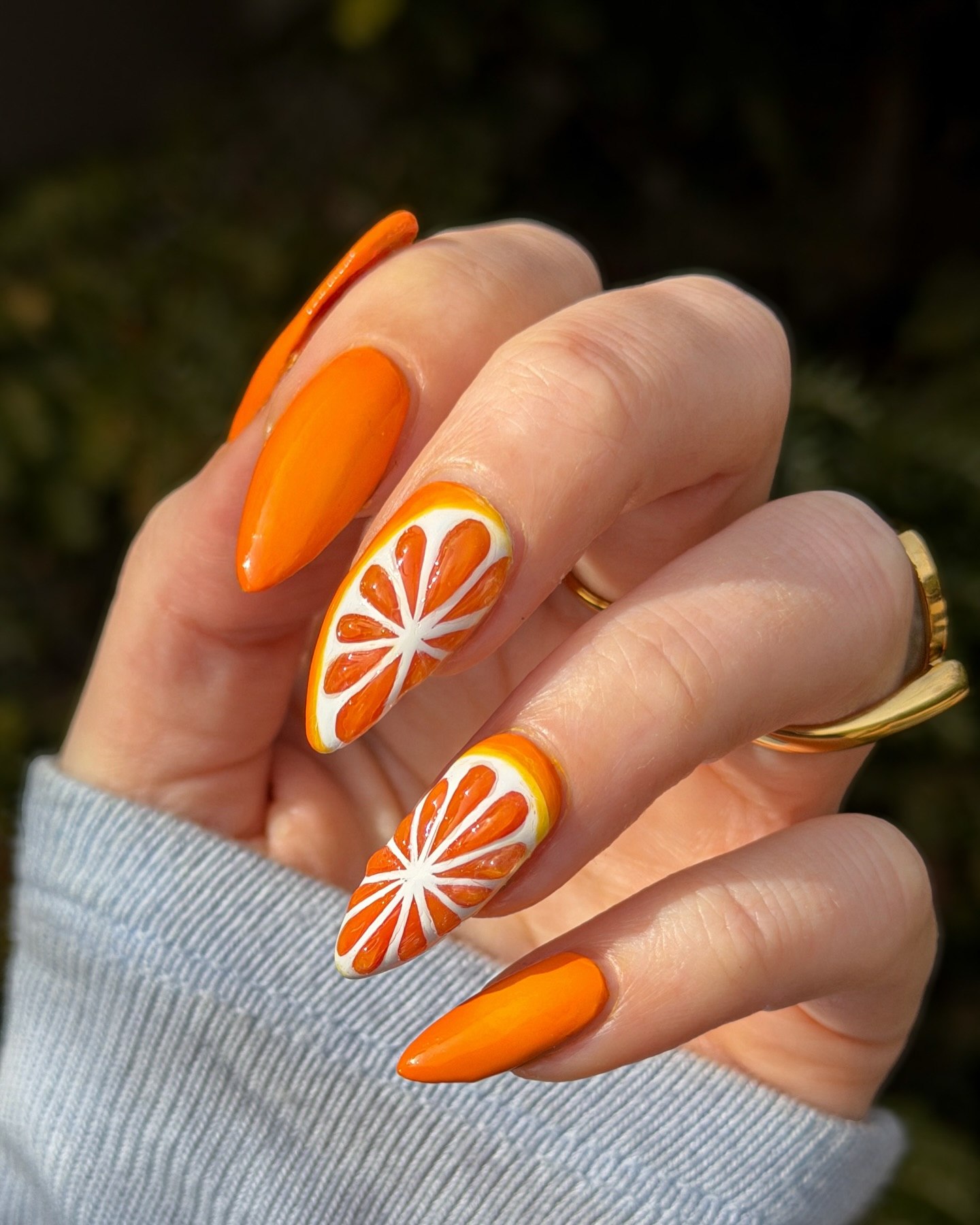Juicy Orange Slice Almond Nails