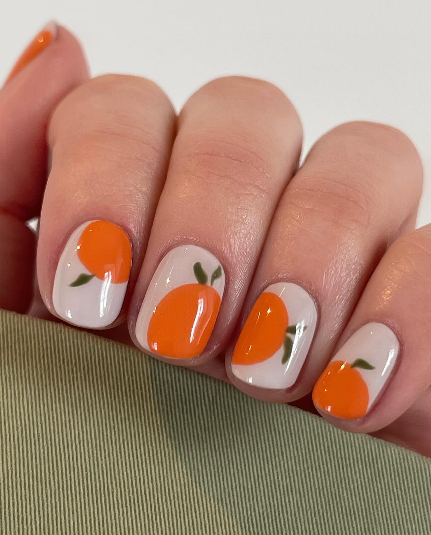 Glossy Orange Slice Fruit Nail Art