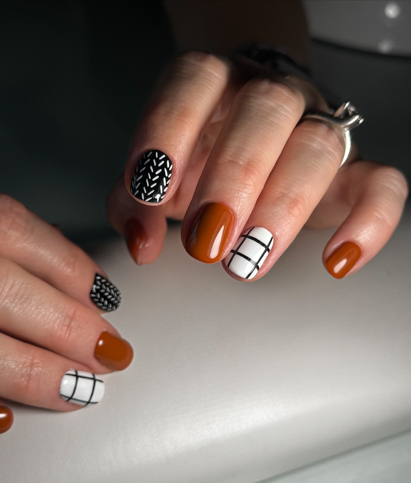 Cozy Knit and Plaid Fall Square Nails
