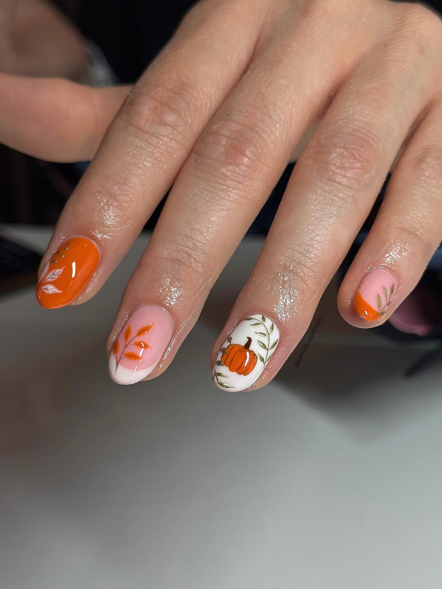 Pumpkin Patch French Tip Fall Nails