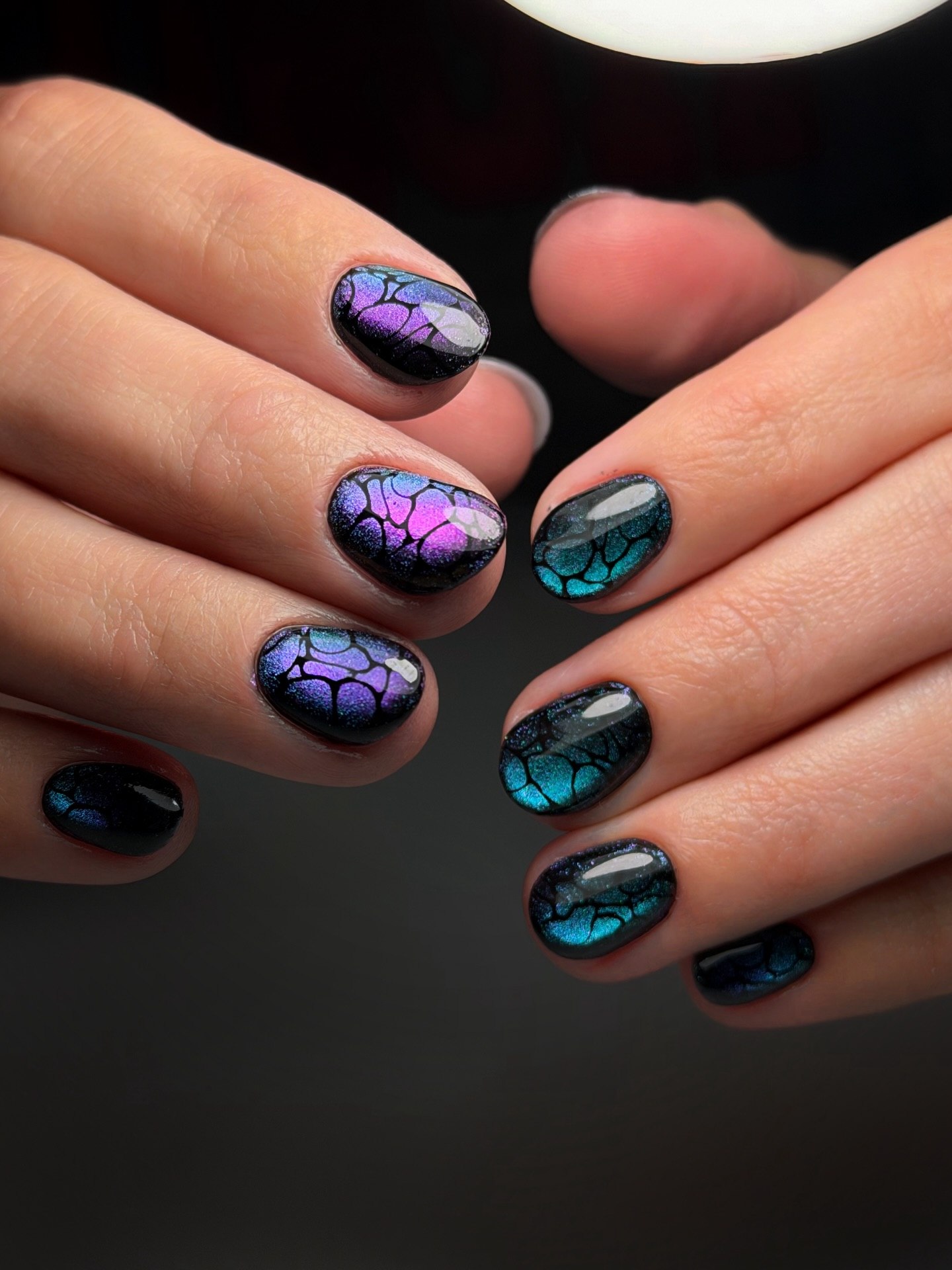 Iridescent Cat Eye Jelly Stained Glass Nails