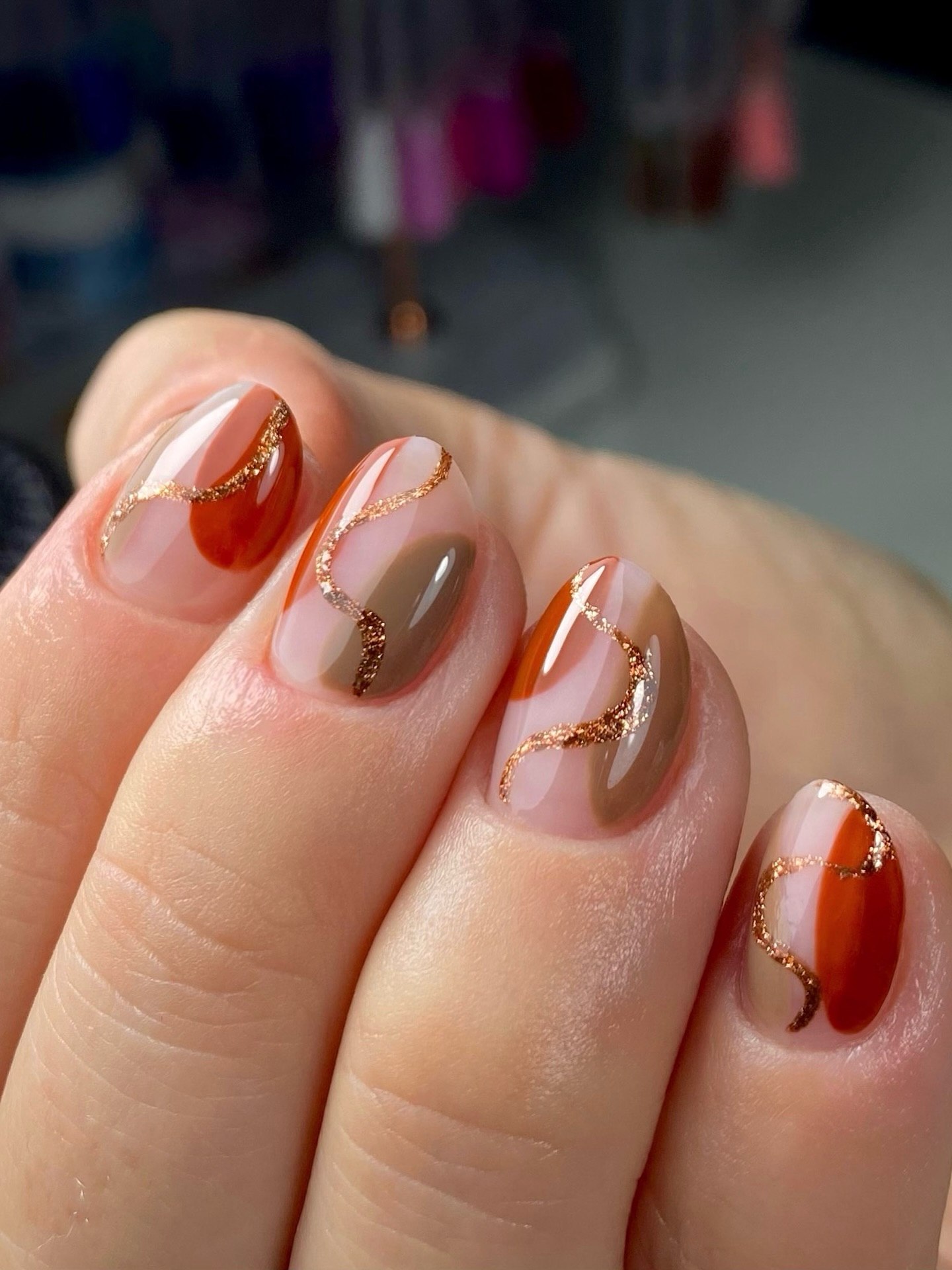 Abstract Swirls With Gold Glitter Accent