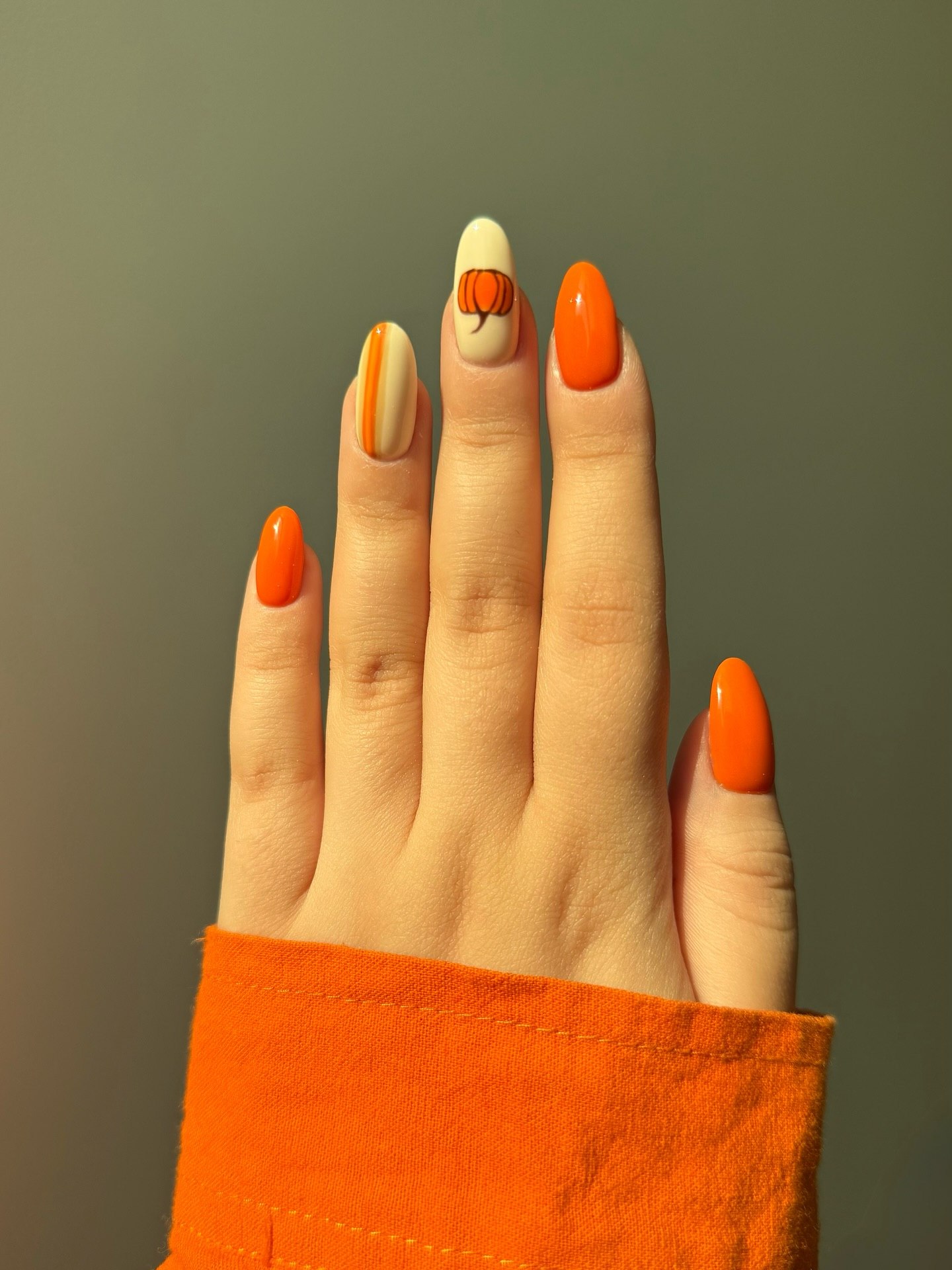 Playful Pumpkin Patch Almond Nails