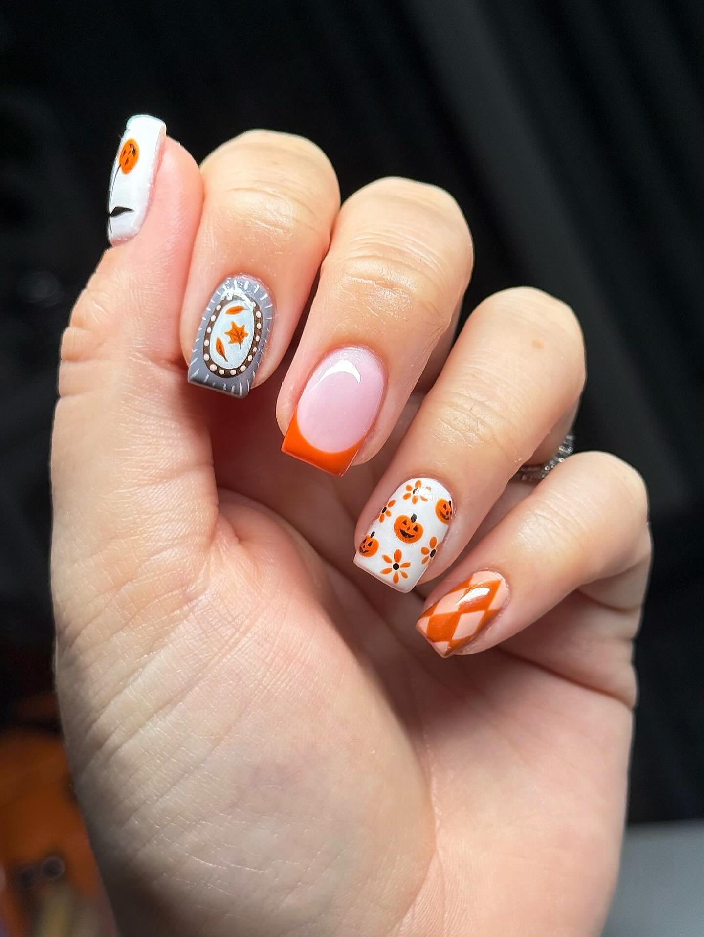Pumpkin Patch French Ombre Halloween Nails