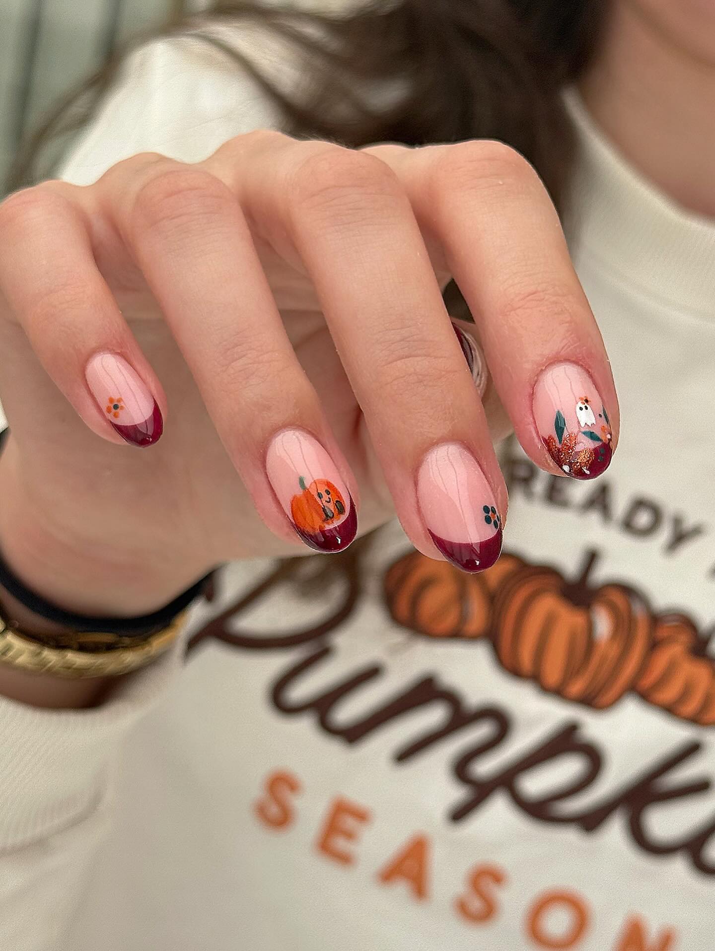 Adorable Halloween Pumpkin French Tips