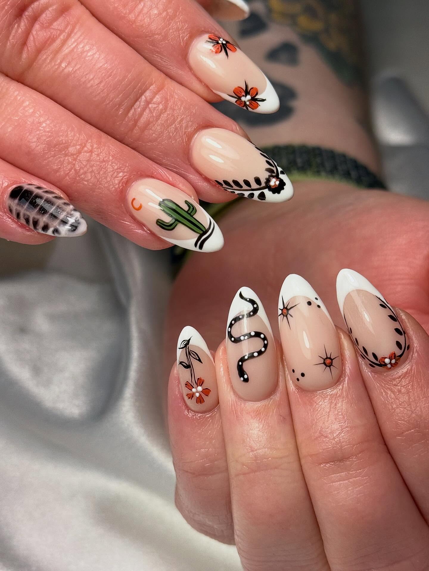 Desert Boho Almond French Tips