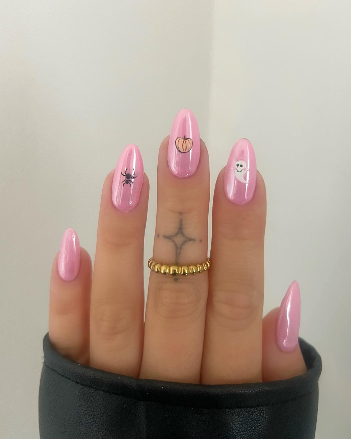 Pink Chrome Halloween Spooky Cute Nails