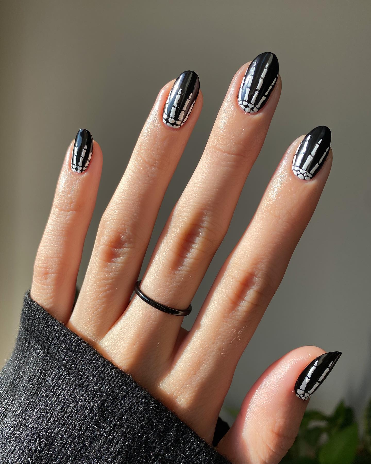 Gothic Skeleton Hand French Tip Nails