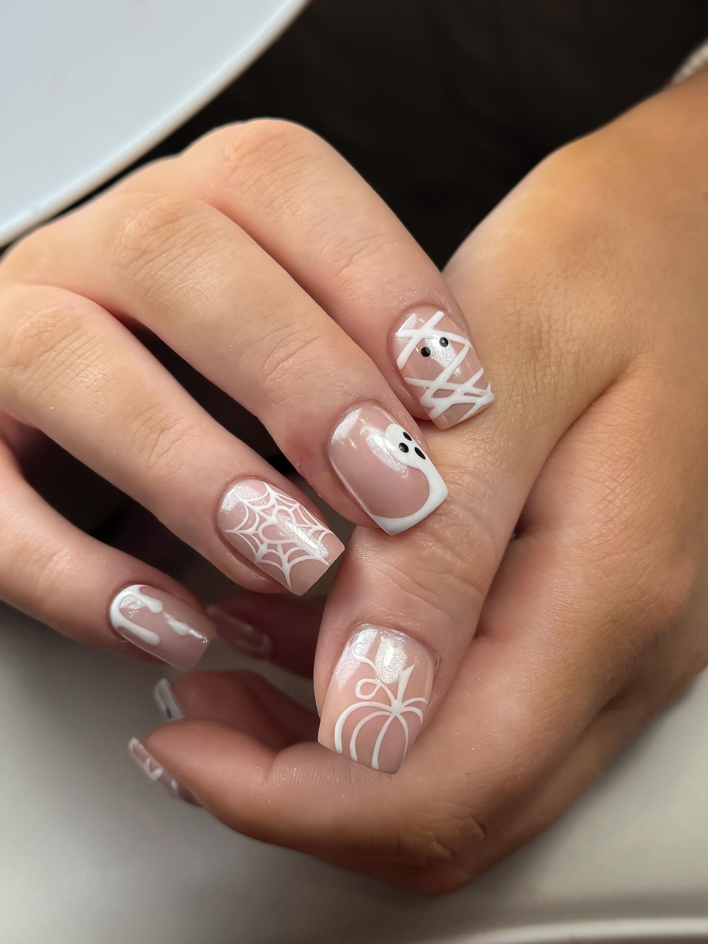 Cute Halloween French Tip Nail Art