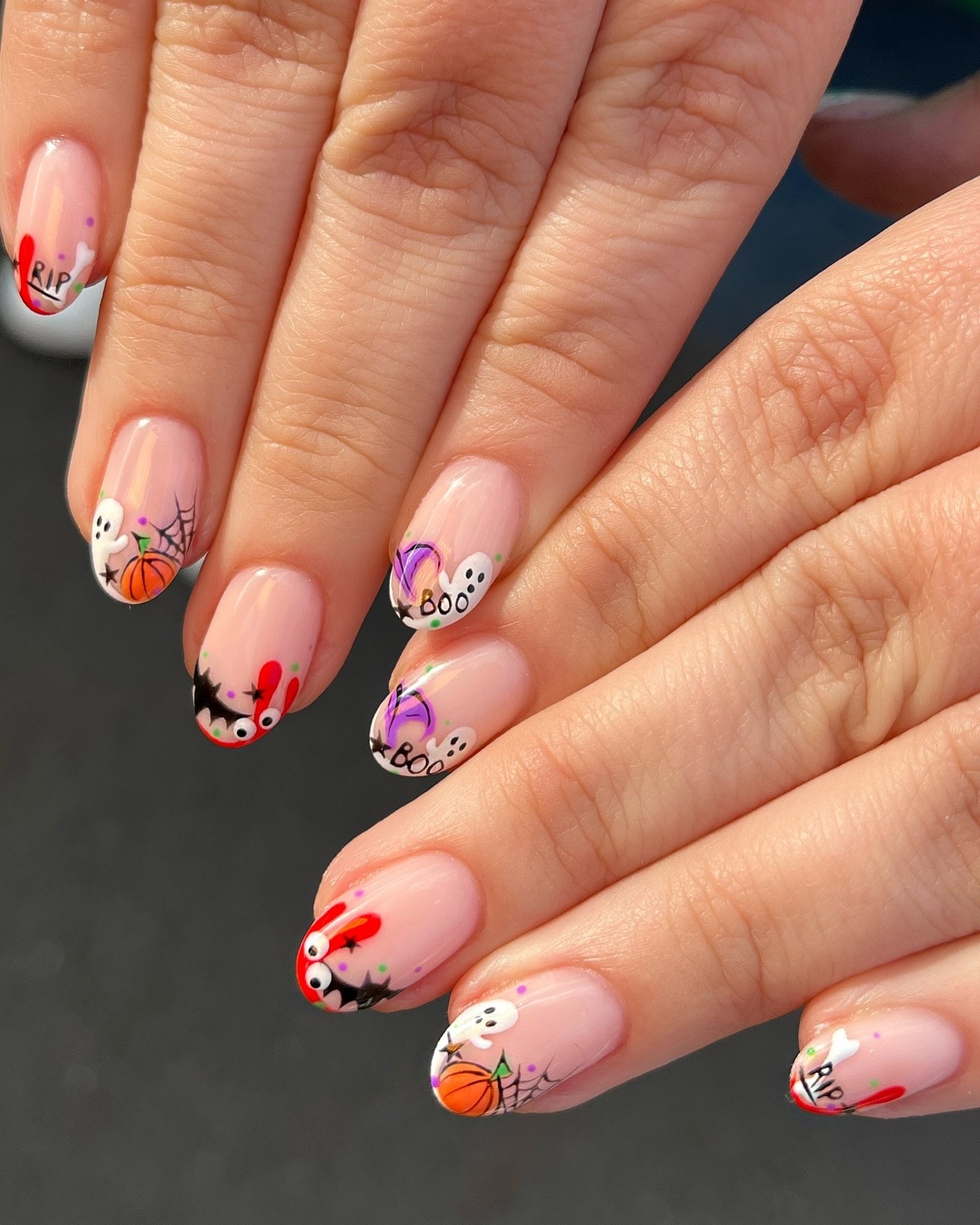Spooky Cute Halloween French Tip Nail Art