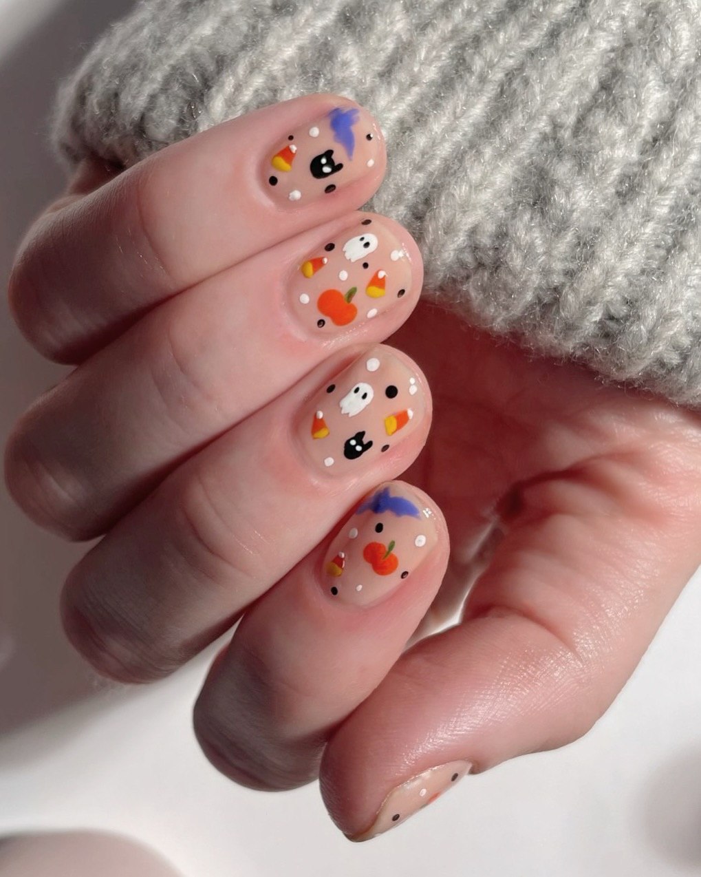 Cute Halloween Character Short Oval Nails