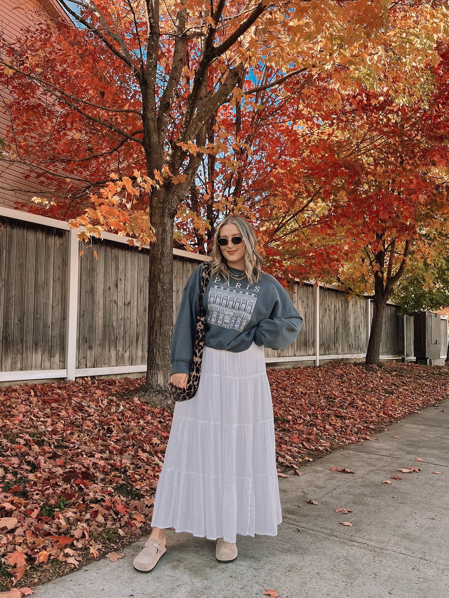 Cozy Graphic Sweatshirt and Tiered Maxi Skirt Outfit