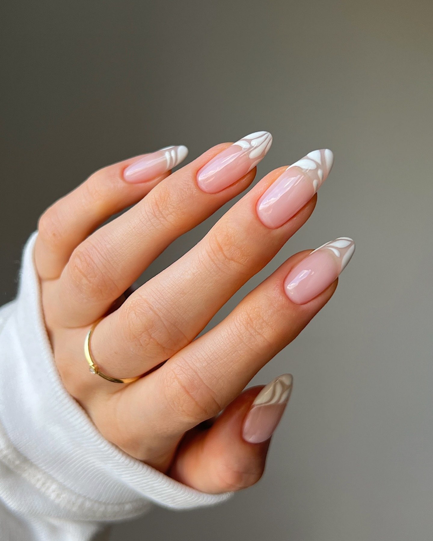 Abstract French Tip Almond Nails