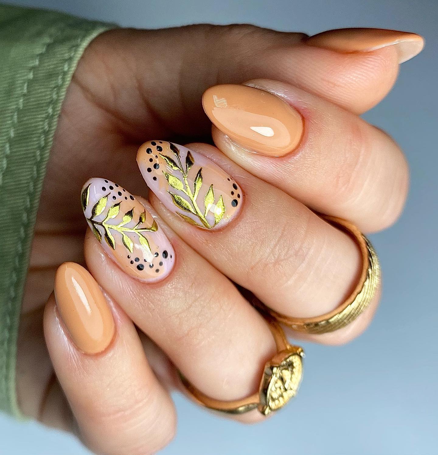 Nude Ombre with Gold Leaf Fall Art