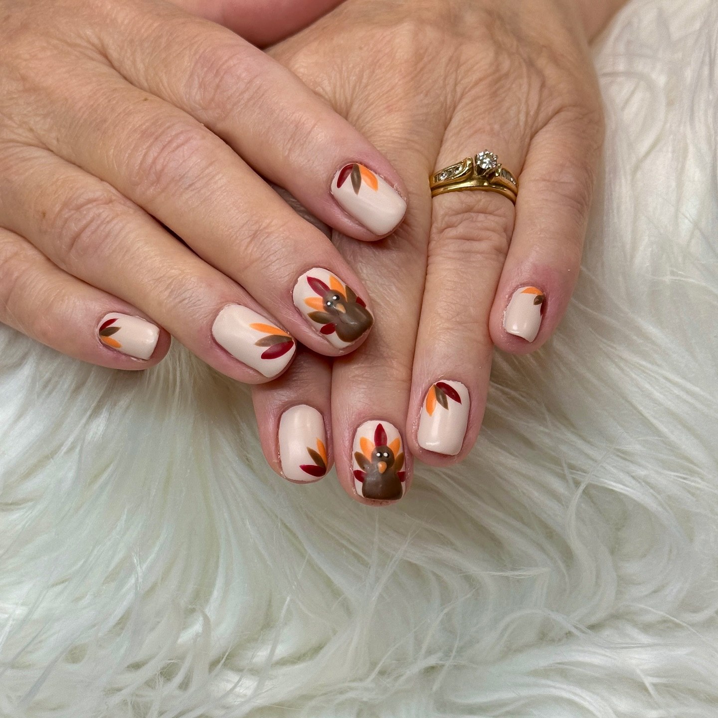 Cute Turkey Thanksgiving Nail Art
