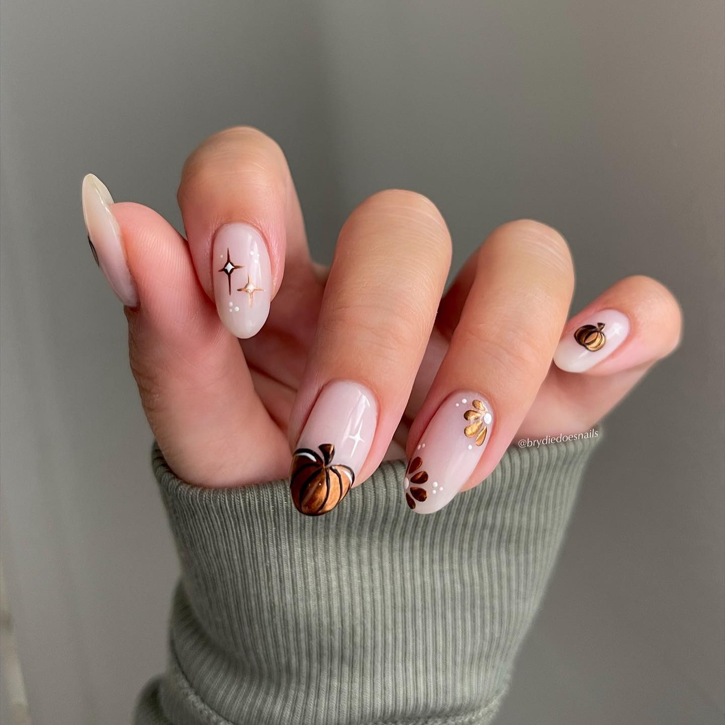 Minimalist Pumpkin Patch Almond Nails