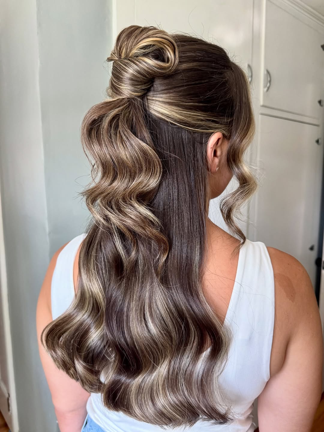 Elegant Twisted Half-Up With Loose Waves