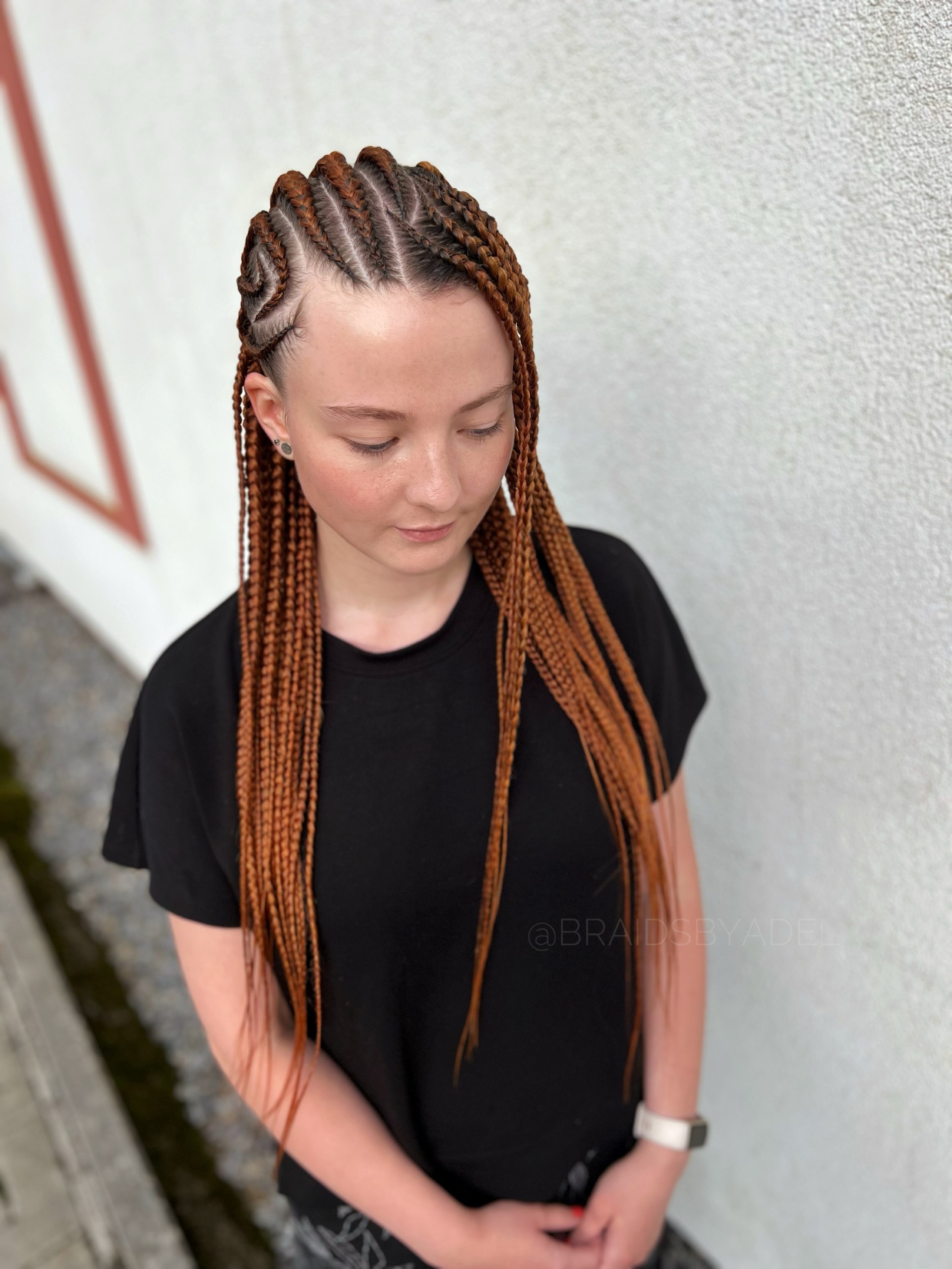 Copper Two-Tone Cornrows With Loose Ends