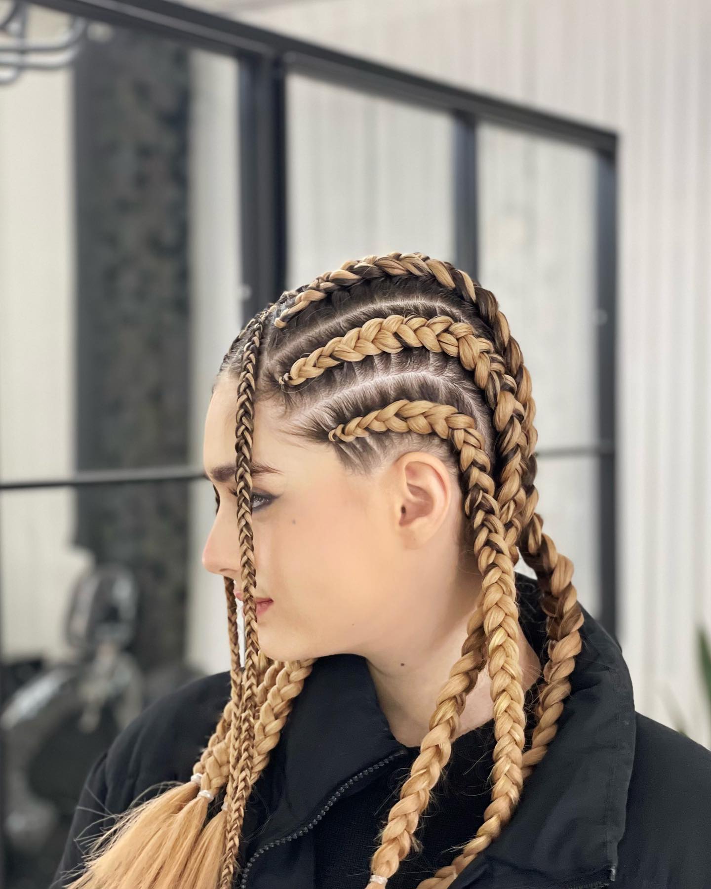 Chunky Honey Blonde Braids With Undercut