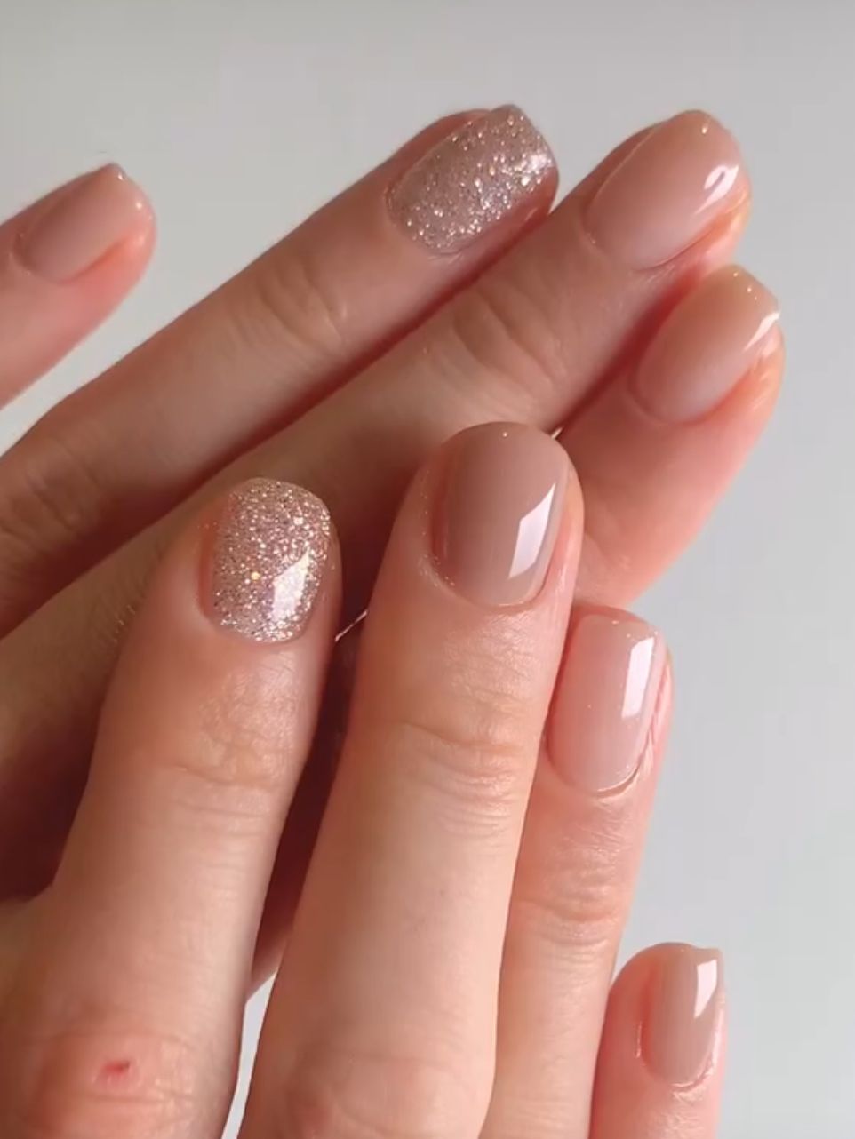 Subtle Sparkle Nude Short Square Nails