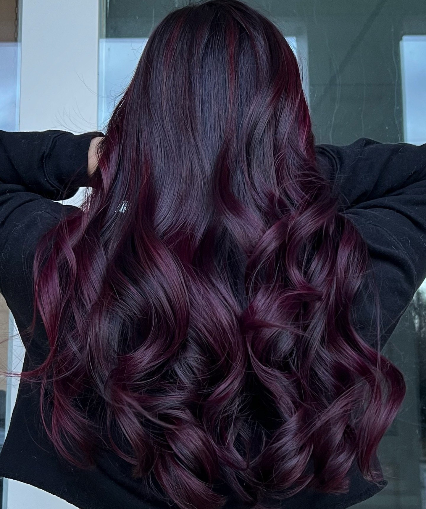 Deep Plum Waves With Subtle Red Highlights