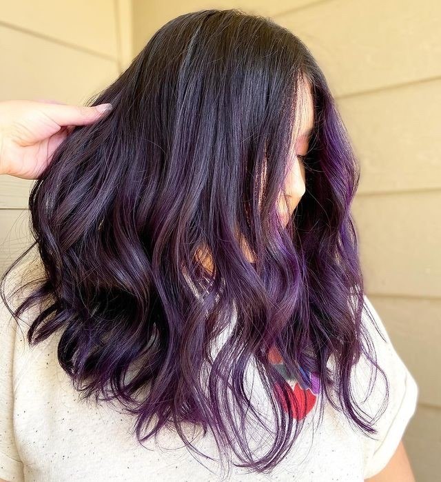 Dark Plum Waves With Purple Highlights