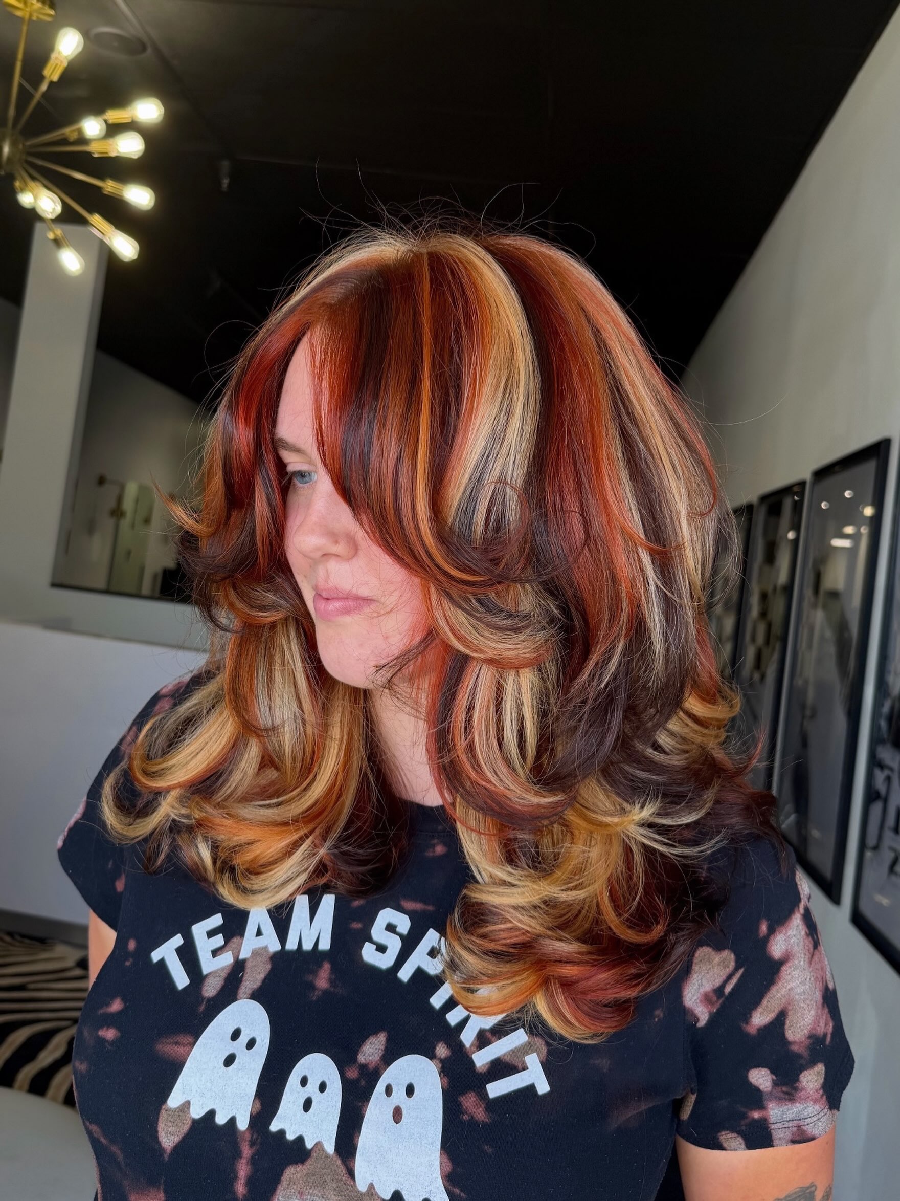 Fiery Autumn Chunky Highlights With Voluminous Layers