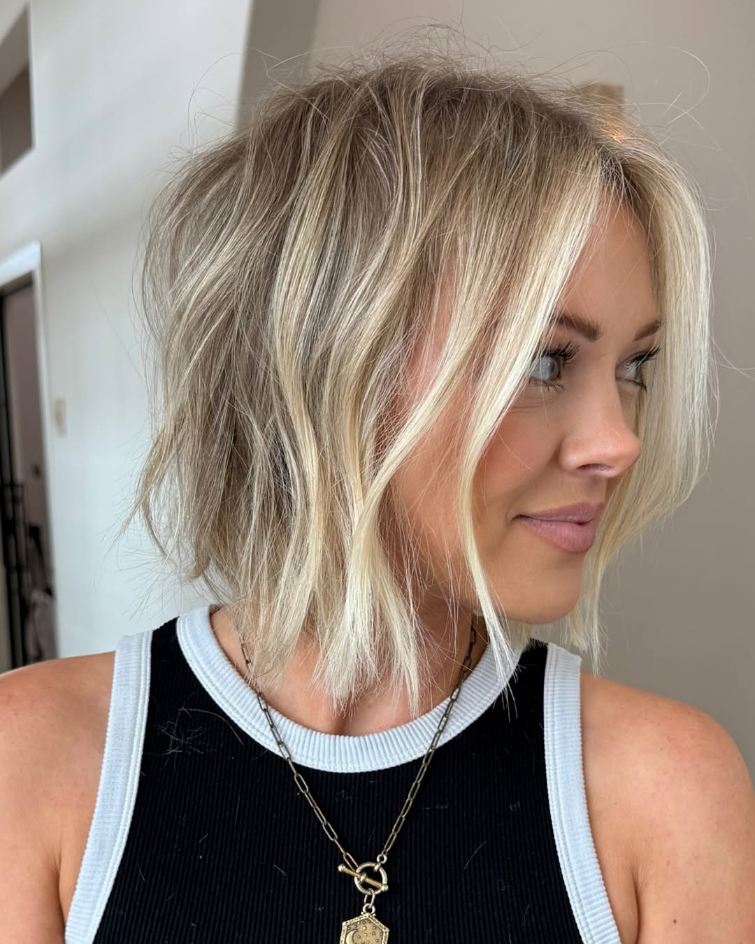 Textured Blonde Bob With Face-Framing Layers