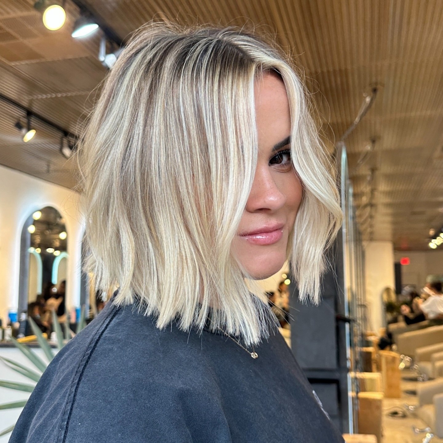 Modern Bronde Textured Blunt Bob