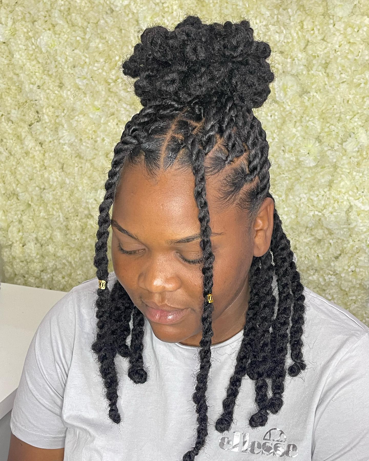 Textured Half-Up Top Knot With Braids